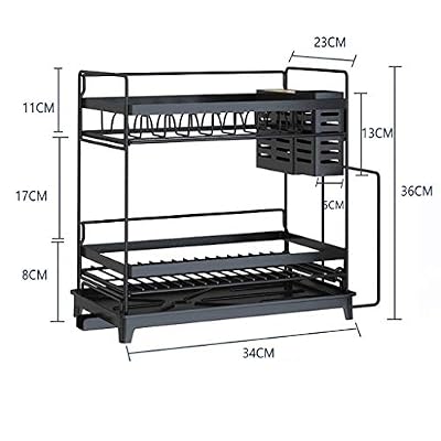 MSF Égouttoir Porte-Bagages de vidange en Acier Inoxydable, Porte-Vaisselle, Cuisine Rack de 2 étages, Storage d'évier de vidange Rack (Color : B)