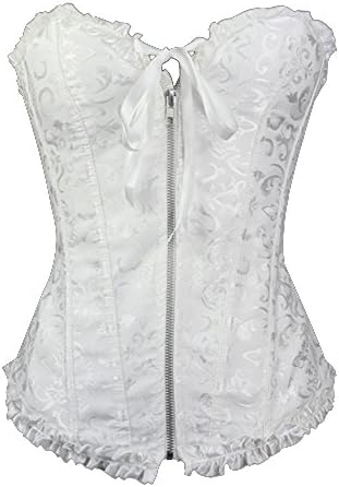 Womens Waist Cincher Zipper Boned Basque Corset Bustier Top Weight Loss Body Shaper