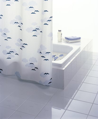 Ridder 464630-350 Duschvorhang Textil ca. 240 x 180 cm, Helgoland blau inklusive Ringe - 2
