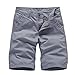 Produktbild ODJOY-FAN Vintage Herren Shorts Kurze Jogginghose Freizeithose Baumwolle Kurze Jeans Hose Lose Fit Cargo Shorts mit Tasche(Grau,30 CN)