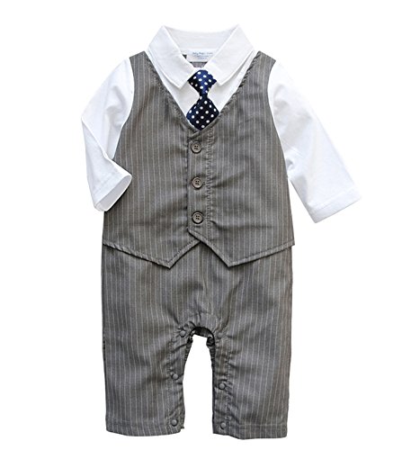 Baby Boy Wedding Tuxedo Waistcoat all in 1pc Outfit with Tie (6-12 Month)