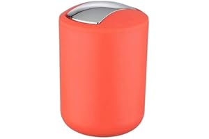 WENKO Cubo con tapa oscilante Brasilcoral - Cubo de cosmética, absolutamente irrompible Capacidad: 2 l, Plástico (TPE), 14 x 21 x 14 cm, Rojo coral