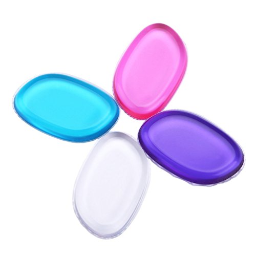 Fashion Base® HOT Makeup Blending Silicone Puff for Foundation Liquid Powder BB Cream Smooth Flawless Beauty Face Cosmetic Jelly Tool (4Pcs Pure Color)
