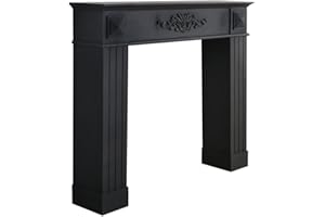 ‎GRAFELSTEIN Grafelstein Kaminkonsole Black – Elegante Landhausstil Kaminumrandung, B110 x T23 x H94 cm, antikisierte Ornamentik, Robustes Holz, edles Schwarz