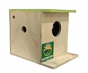 Nature Care Bird Breeding House Nest Box for Sparrow, Finches, Robin, Garden Birds for Kids (Light Brown)