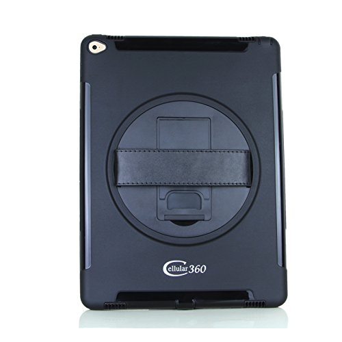 Cellular360 Apple iPad Pro 12.9 (2015) Hülle,schmutz- und stoßfest, 360 drehbare Handschlaufe mit integriertem Standfuß (Handheld-Schwarz) - 2