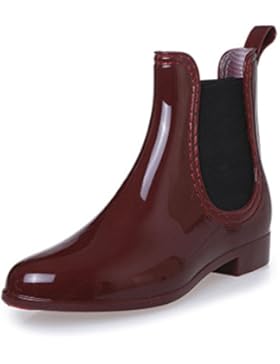 SAGUARO® Damen Kurzschaft Stiefel Gummistiefel Gummistiefeletten Regenstiefel Chelsea Boots
