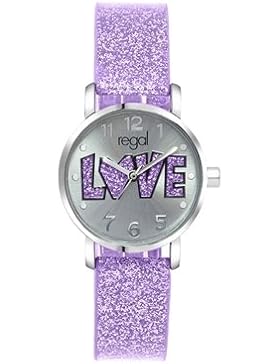 Lucardi - Regal - Regal Glitzer-Uhr mit einem lila Armband für Kinder - Edelstahl