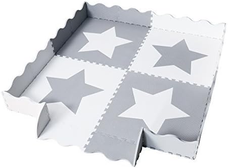 4 Large Interlocking Foam Baby Play Mat Star Tiles - Play Mats with Edges. Each tile 60 x 60cms. Total 1.2m2.