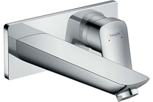 hansgrohe Logis Jednouchwytowa bateria umywalkowa montaż ścienny podtynkowy, wylewka 19,5 cm, element zewnętrzny chrom, 71220000
