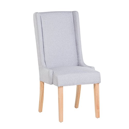 Beliani Traditional Parsons Dining Chair Light Grey Fabric Wooden Legs Chambers