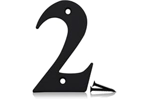 Bwintech 1 Pcs 75mm Matt Black SS304 House Numbers Door number 2, House Signs for outside, House Numbers Plaques for Front Wooden Door