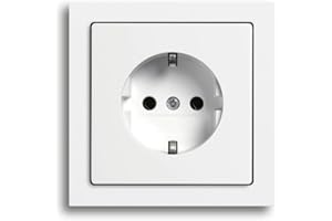 Busch-Jaeger future® linear Komplett-Set: 20 EUCKS-84 SCHUKO Schutzkontakt-Steckdose mit erhöhtem Berührungsschutz (Safety+) + 1721-84K Abdeckrahmen 1-fach, studioweiß