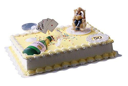 Cake Company Torten-Deko Set zum 50. Geburtstag mit "Abraham-Figur" & Kuchen-Topper: "50" | Kuchen-Deko mit 2 Sektgläsern, 1 Karten-Picker & 1 Sektflaschen-Aufleger aus Kunststoff | Motiv-Torten