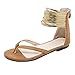 Produktbild Sandalen Damen LHWY Frauen Sommer Runde Zehe Atmungs Strand Lässige Hochzeitsschuhe Rom Casual Flache Clip Toe Schuhe Reißverschluss (41, Brown)