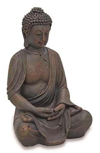 Deko-Buddha sitzend, ca. 40cm hoch in Braun | Buddha-Figur für Wohnung, Haus & Garten | Buddha-Statue, Wohnaccessoire ideal als Geschenk | Buddha-Skulptur Feng Shui Dekoration | Garten-Figur - 3