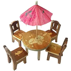 MEHTAB Ahmad HANDICRAFTS Cute Miniature Dinning Table | Furniture Doll House Dining Room Table | Role Pretend Play Wooden Toy for Kids