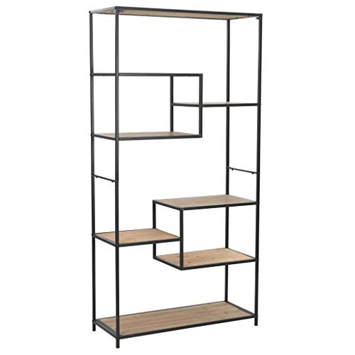 vidaXL Bibliothèque Bois de Sapin Massif Acier Étagère de Rangement Armoire