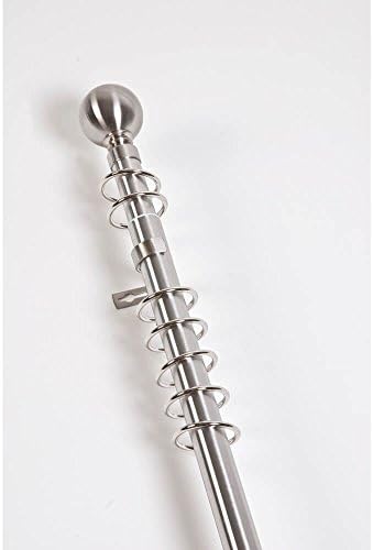 25-28mm 1.2-2.4m Extendable Metal Curtain Pole Ball Finial Brushed Chrome