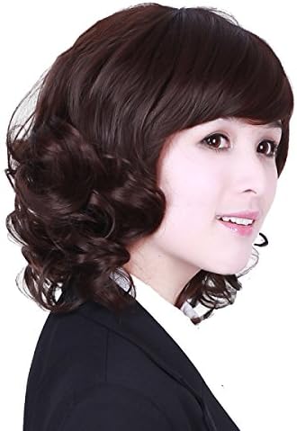 Snifgoij Middle-aged Wig Female Short Hair Short Curly Hair Natural Realistic Real Hair Long Curly Sex No Reflection Delicate Easy To Wear,A