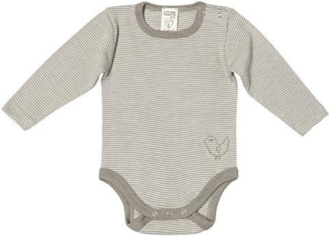 Organic Virgin Wool Silk Baby Boy Girl Bodysuit Onesie Striped Grey Taupe Shirt Thermal Underwear