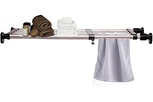 Hershii Mensola espandibile per armadio, regolabile, in metallo, organizer fai da te, separatore, per armadio, cucina, bagno, nero, 60-100 cm