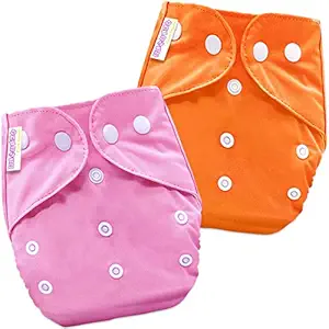 Bembika Baby Pocket Cloth Diapers Reusable Cloth Diapers Washable Adjustable Cloth Diapers One Size Adjustable Reusable (2 Pack) (0-2 Years) (No Inserts Included)