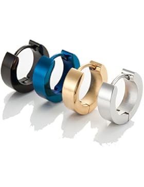 Set mit Herren 316L Edelstahl Klassische Huggie klappbar Ring Ohrringe - Inklusive 4 Paar Ohrringe für Männer...
