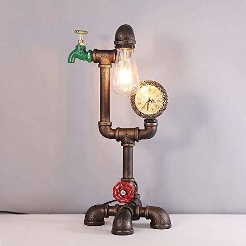 Preisvergleich Produktbild XIXI Industrielle Wasserrohr Tischlampe, europäischen Stil Retro, E27 geschmiedetem Eisen Material, Studyroom Bar Coffee Shop Dekoration Lampe, kreative Schlafzimmer Wohnzimmer Lichter