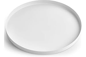 Yvttve Dekoracyjna taca biała, okrągła z 3 antypoślizgowymi | okrągła taca do serwowania, biała, designerski talerz dekoracyjny i taca dekoracyjna z metalu na wieniec adwentowy (Ø 30 cm, Biały)