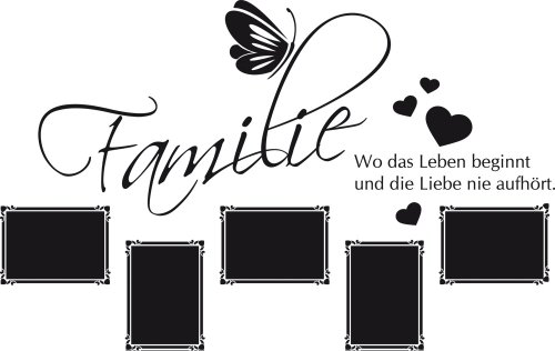 Graz Design 160004_57_070 Wandtattoo Fotorahmen Bilderrahmen Familie Herz Schmetterling