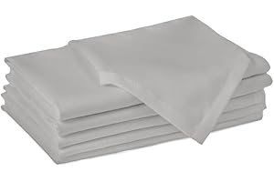 ENCASA XO Encasa Baumwollstoffservietten | 6er-Set | Größe 43x43 cm | Hellgrau Volltonfarbe | Waschmaschinenfest