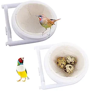 2 Pack Plastic Bird Nest with Felt Eggs Hatching Tool Hanging Cage Breeding Hut for Small Bird Parrot (Dia: 3.93 inch