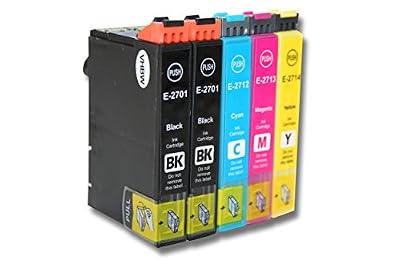 vhbw 5 cartouches d´encre de rechange pour epson workforce wf-3620 wf-3640 wf-7100 wf7610 wf-7620 remplace t2701, t2712, t2713, t2714, c13t27014010.