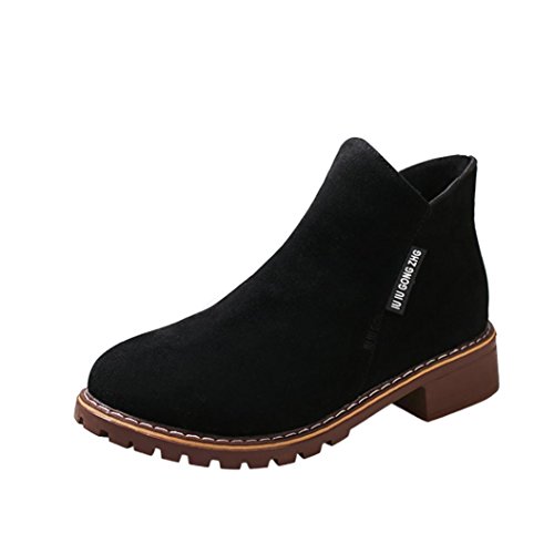 Martin Stivali, LandFox Faux Stivali Caviglia Casuale Balestruccio Scarpe Donne Allungare Slim High Al di sopra Il ginocchio Tacchi alti Di spessore Con Inverno Stivali (37 EU, Nero)