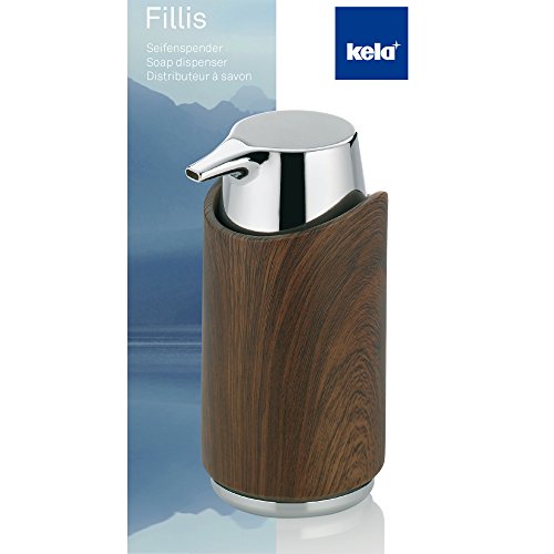 Kela 22672, Seifenspender, Poly, 15 cm, 200 ml, Fillis, Walnuss/ Verchromt - 3