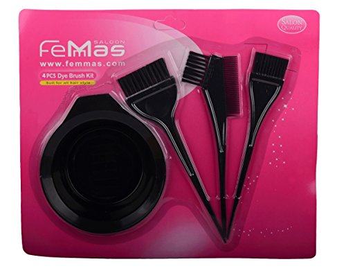 Haar-Färbeset 4 teilig schwarz bestehend aus Färbeschale + Haar-Färbepinsel schmal & breit + Färbepinsel mit Kamm | Pinsel zum Färben der Haare