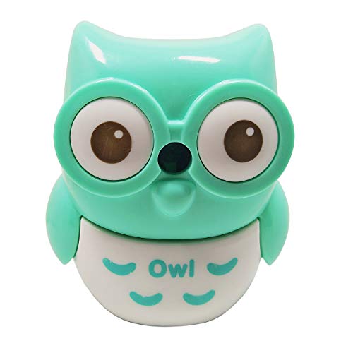 CITTATREND Taille-Crayon Manivelle Taille Crayon Mécanique Semi Automatique Pencil Sharpener Style Hibou Chouette pour Enfants École Bureau Cadeau Étudiants Artistes (Bleu)