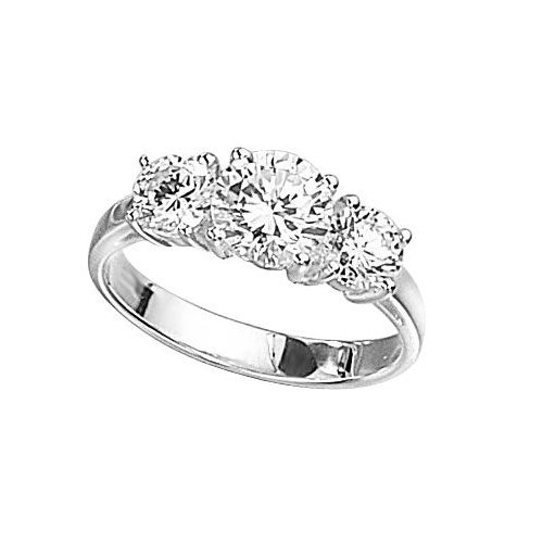 Elements Sterling Silver R2045C 52 Ladies Clear CZ Three Stone Ring