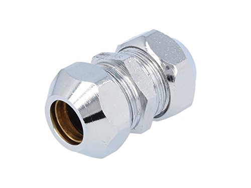 tecuro Doppel-Quetschverschraubung für Ø 10 mm Cu-Rohr - messing verchromt