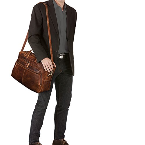 STILORD ‚Lias‘ Umhängetasche Leder Herren Vintage 15,6 Zoll Laptoptasche groß Arbeit Büro Uni Antik Leder rot – braun - 2