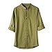 Produktbild DAY.LIN Männer Eigenschaften Schnalle Freizeit Einfarbig Hemd Männer klassischen chinesischen Stil Kung Fu Shirt Tops Tang Anzug 3/4 Ärmel Leinen Bluse (Grün, EU48/L)