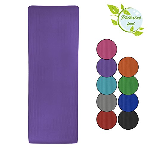 BB Sport Esterilla colchoneta –de yoga – Yjuna 180 cm x 60 cm x 1.5 cm para fitness deportiva pilates gimnasia ejercicio, Color:Vivid Violet