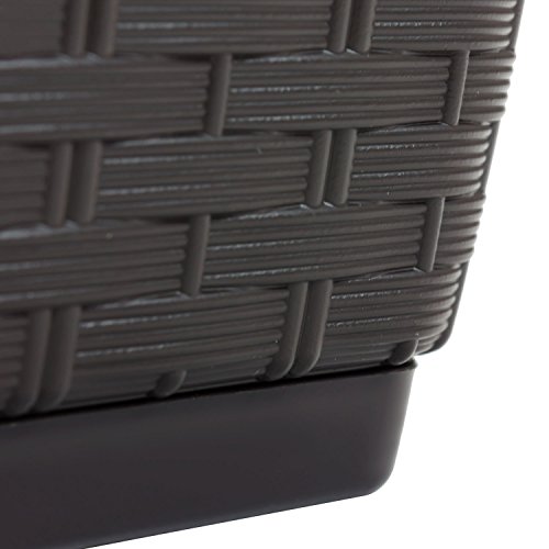 Blumentopf Blumenkasten Balkonkasten Rattan Optik inkl. Untersetzer braun L 40 cm - 5