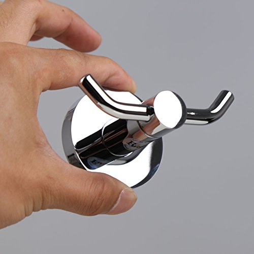 Fuloon Edelstahl Haken Mantel und Hut Haken 9*5.5*6cm Kleine Verchromt Haken Wandmontiert Hanger Hook (1-Stück, Silber) - 2