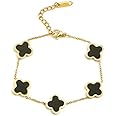 MEENAZ bracelet for woman chain Fashion Stylish Clover Bracelet for Women & Girls | Van Cleef | Aesthetic Jewellery | Valentine Gift for Girlfriend & Wife | Adjustable Wrist Band |anti tarnish gold