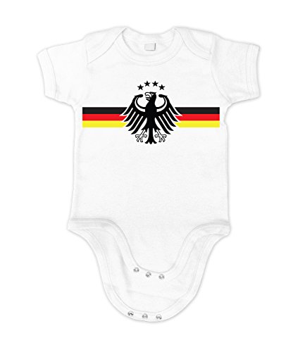 Artdiktat Baby Organic Bodysuit – Strampler – Deutschland Trikot zur Fussball Meisterschaft 2016 Frankreich – Wunschname und Nummer Größe 60/66, weiß