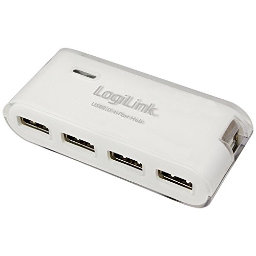 LogiLink 4-Port Hub USB 2.0 mit Netzteil, weiß