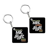 Funky Store Mr. Right Mrs. Always Right Bhaiya Bhabhi Theam Couple Wooden Keychains As Anniversary Gifts for Brother Bhabhi Combo