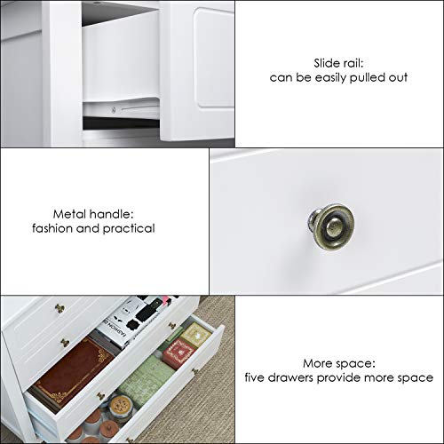 Homfa Kommode mit 4 Schubladen Badezimmerschrank Schrank Schlafzimmer